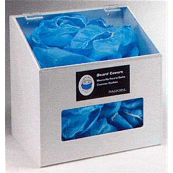 Rack Em Racks RackEm Racks 5120-W Hair Net-Beard Cover-Shoe Cover Dispenser with Clear Lid- White Heavy- Duty Plastic 5120-W - main